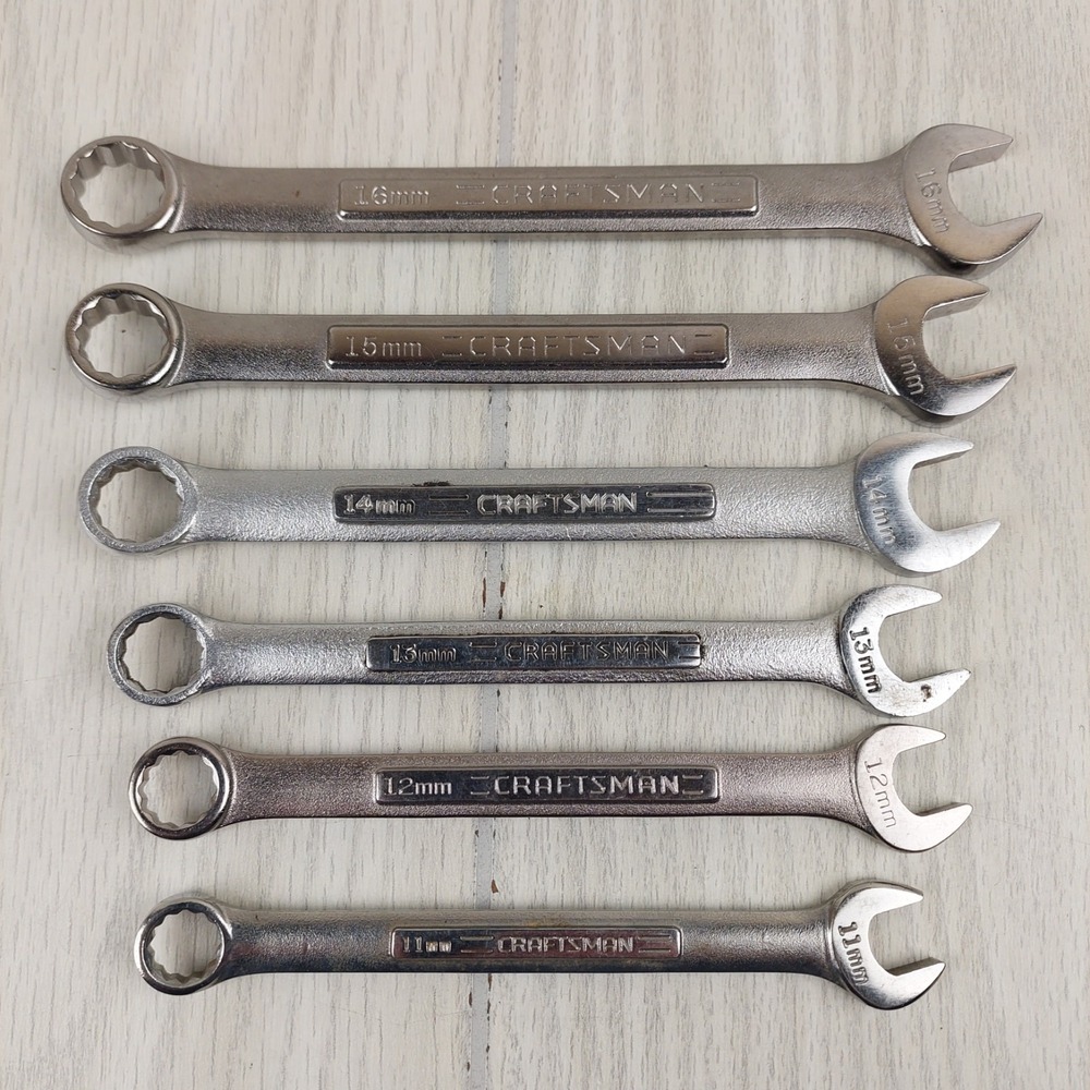 Craftsman Combination Wrench Set 6pc 11-16mm Silver Forged USA VA Series